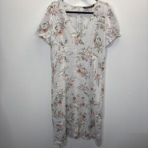 Zara Woman Linen Dress Size Large Purple Cottagecore Prairie Farmcore Peasant